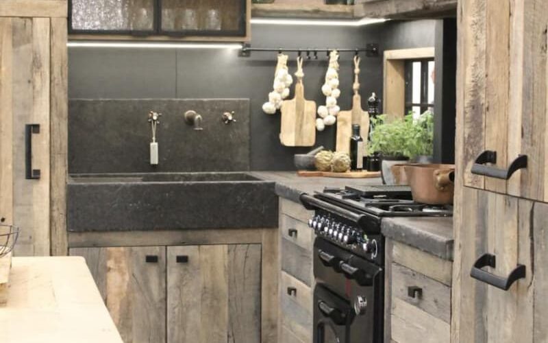 internal kitchen cladding reclaimed timber cladding